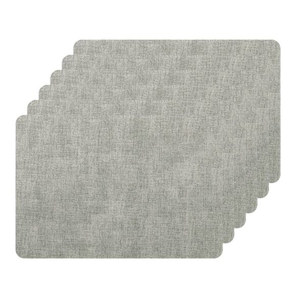 6 Set Heat Resistant Waterproof Dining PU Place Mats 17x12 inch Light Grey - Picture 1 of 6